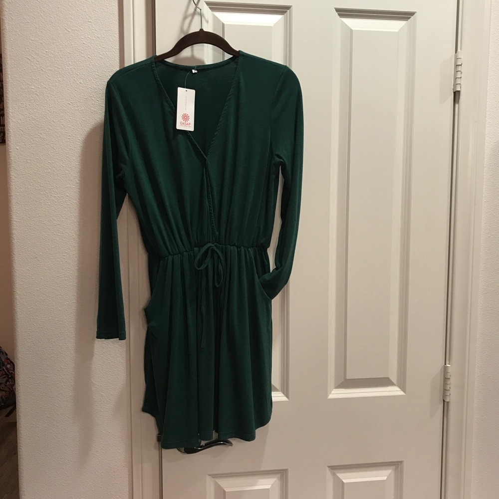 Soft knit forest green casual dress